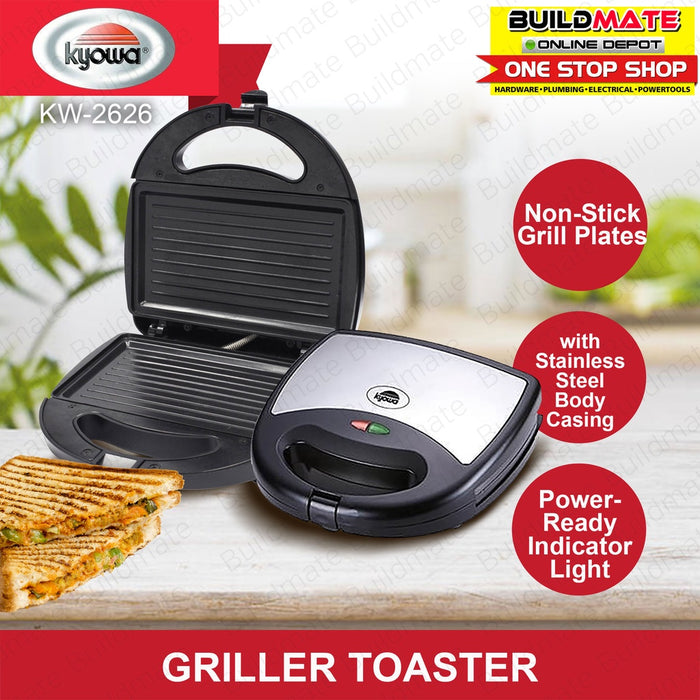 KYOWA Electric Griller Toaster Black Non Stick 750W with Stainless Body Casting KW-2626 •BUILDMATE•