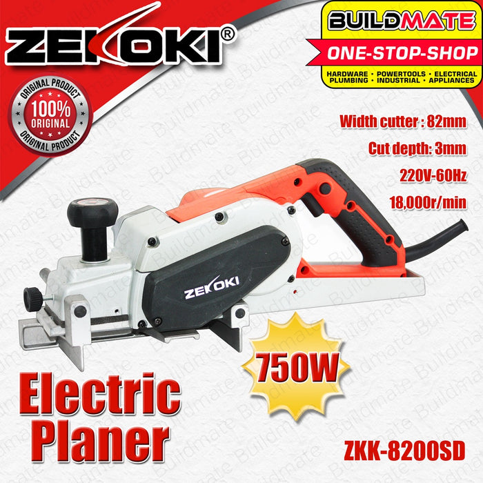 ZEKOKI Electric Planer with Case For Woodworking 750W 3 x 82mm ZKK-8200HD | ZKK-8200SD •BUILDMATE•