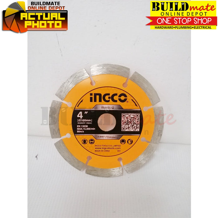 BUILDMATE Ingco Diamond Disc 4" Wet & Dry Cutting Plaster Concrete Disc Wheel SOLD PER PIECE • IHT