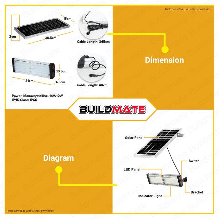 BUILDMATE Powerhouse Solar Flood Light 50W / 100W IP66 Weatherproof Outdoor Rechargeable LED Security Floodlight with ALS Technology - PHE