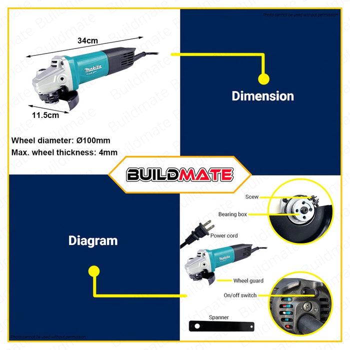 MAKITA Original Angle Grinder 4" 850W M9513M •BUILDMATE•