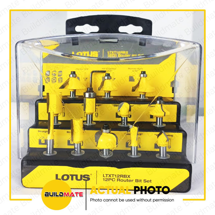 LOTUS 12PCS/SET 1/4" Router Bit Set LTXT12RBX •BUILDMATE• LPA