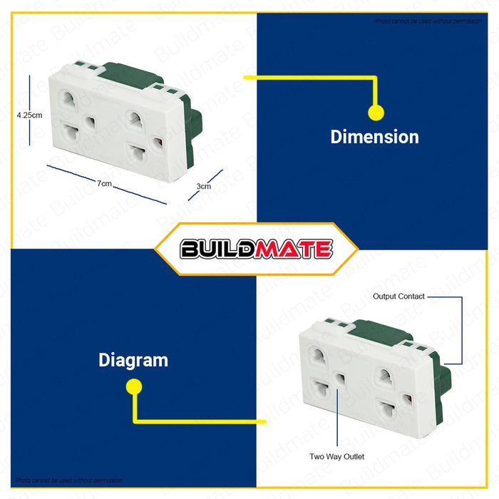 PANASONIC Original Wide Series Duplex Universal Outlet with Ground White WEG15929-5 •BUILDMATE•