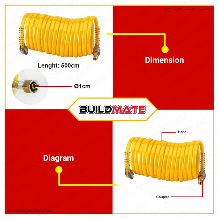 CRESTON Polyurethane Recoil Air Hose 1/4" x 5.0Meters FR3350 •BUILDMATE•