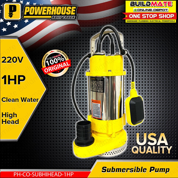 POWERHOUSE 1HP High Head Clear Water Submersible Pump PH-CO-SUBHIHEAD-1HP 100% COPPER WIRE PWTA