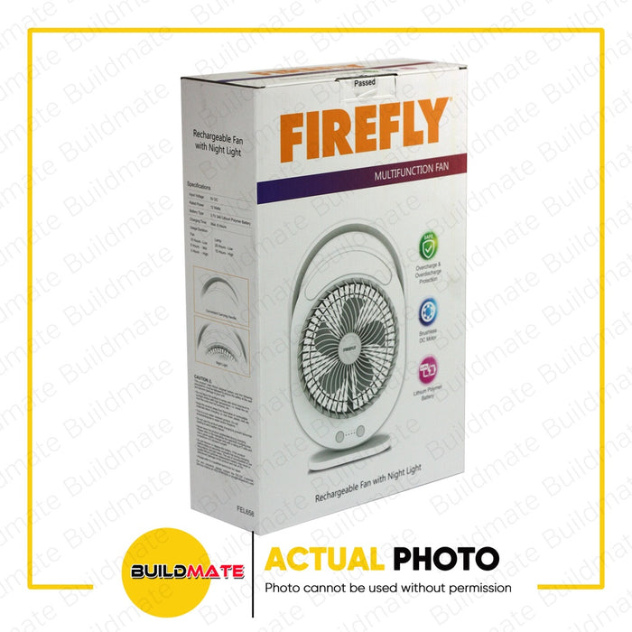 FIREFLY Rechargeable Fan with Night Light FEL658 •BUILDMATE•