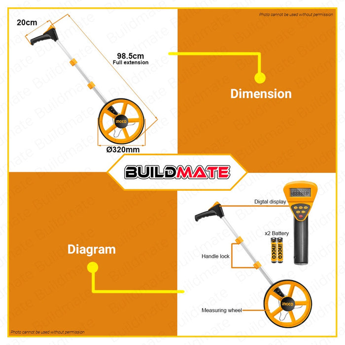 BUILDMATE Ingco Digital Display Measuring Wheel Meter With Stand Metric & Inch HDMW01 | HDMW23 • IHT