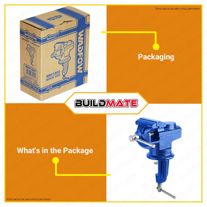 WADFOW Bench Vise 50mm 2" Inch With Anvil Body Cast Iron Hand Tools WBV1A02 •BUILDMATE• WHT