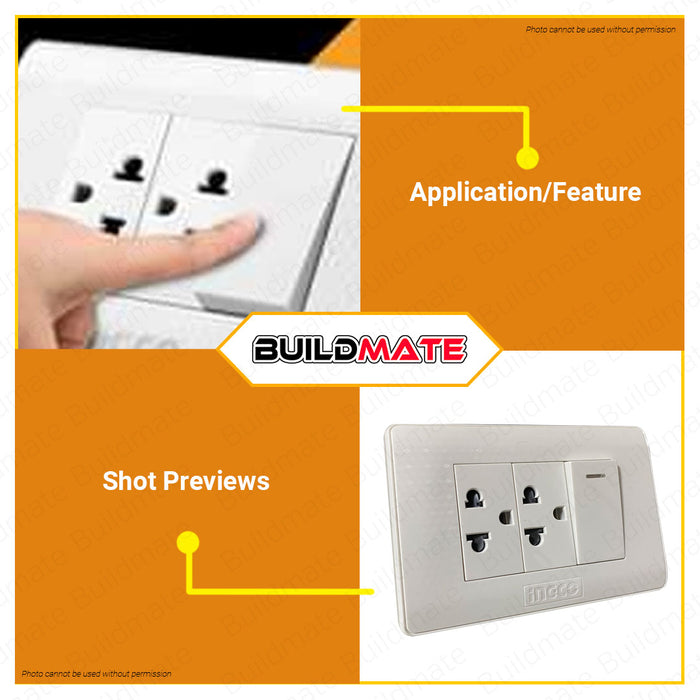 INGCO Universal Electric Socket Outlet 1 Gang with Single Pole Switch HESST184211 •BUILDMATE• IHT