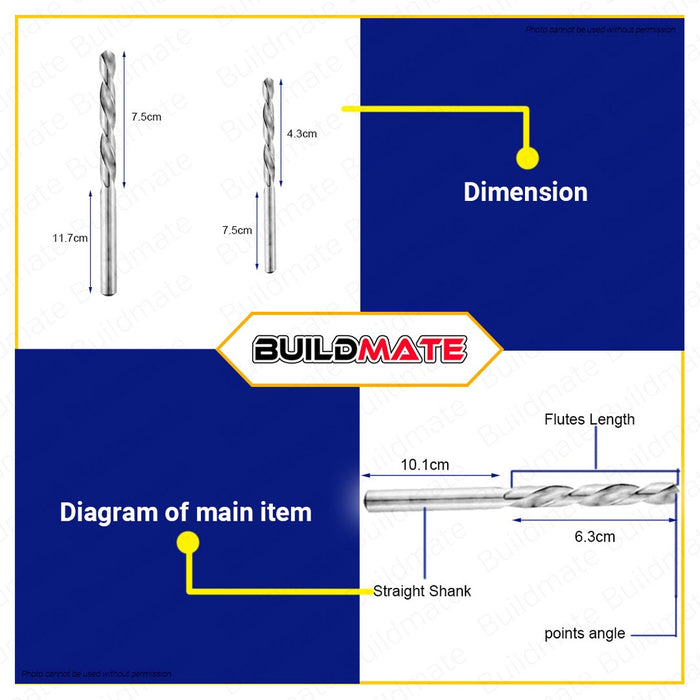 BOSCH Metal Twist Drill Bit Ground HSS-G- 5/32"x75mm | 5/16"x117mm | 1/4"x101mm [SOLD PER PIECE] BAX