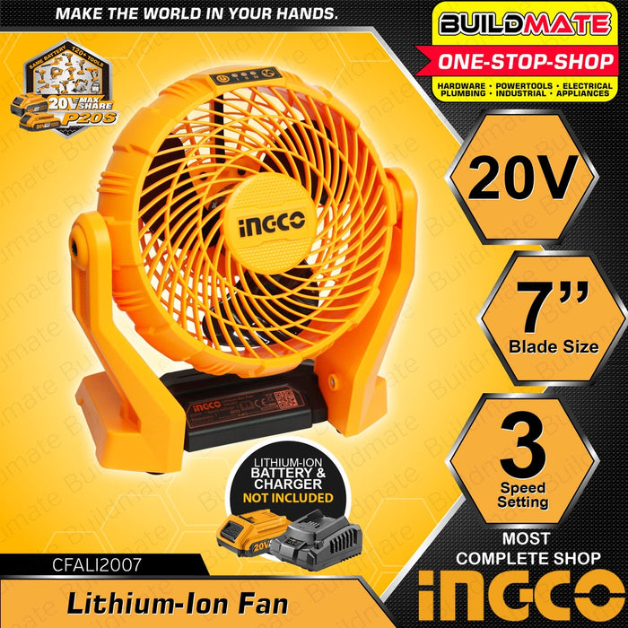 INGCO CFALI2007 20V Lithium-ion Fan - Compact Cooling, 7 Diameter