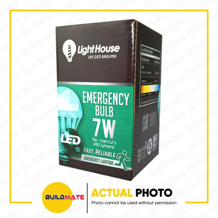 LIGHTHOUSE Rechargeable Emergency LED Bulb with Holder 7W E27 A60 LHEBE27-7W-DL •BUILDMATE• PHLH