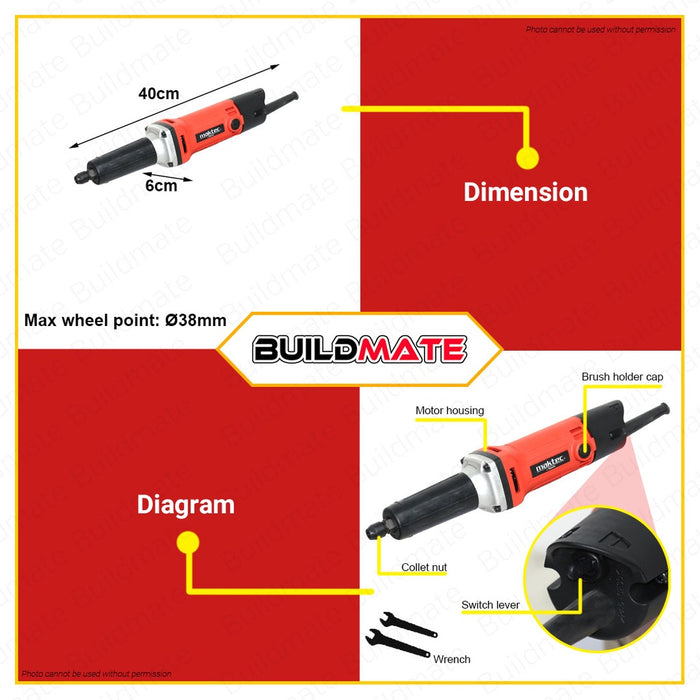 MAKTEC by Makita Die Grinder 260W 1/4" MT910 •BUILDMATE•