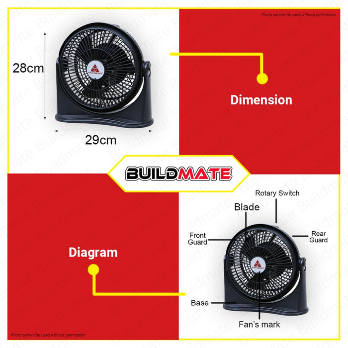 BUILDMATE Hanabishi Cool Fan 8" Inch 3-Speed Wall Mountable Portable Electric Compact Round Desk Fan HCF-801 /HCF801