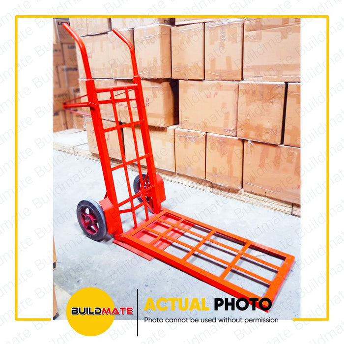 KARTILYA Red Orange Hand Push Cart Trolley 12" Black Rubber Wheels with Extension Panel •BUILDMATE•