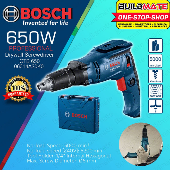 Bosch Corded Drywall Gypsum Screw Driver Variable Speed with Case FREE BIT GTB 650 06014A20K0 BLC