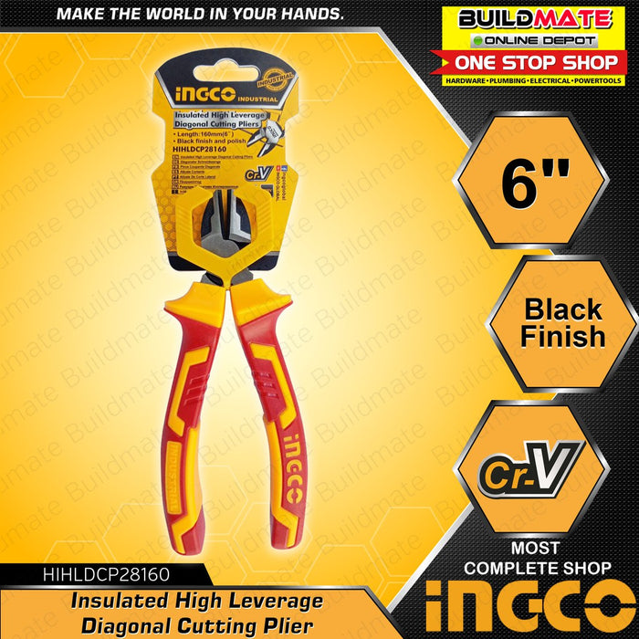 INGCO Insulated High Leverage Diagonal Cutting Pliers 6" HIHLDCP28160  •BUILDMATE• IHT