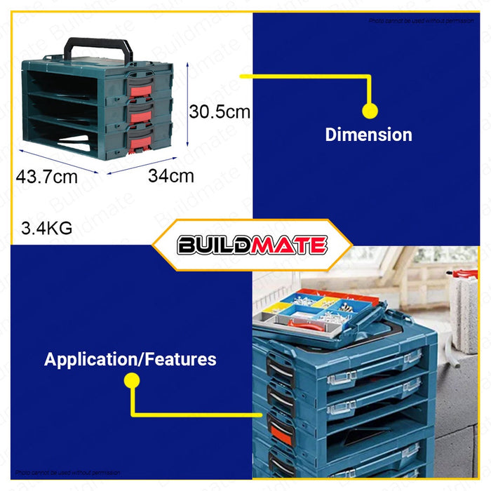Bosch Professional Carrying Case Tool Box Organizer Storage I-BOXX Shelf 3pcs 1600A001SF •BUILDMATE•  BLC