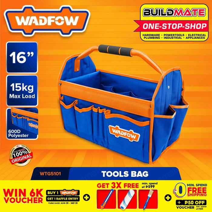 WADFOW Tools Tool Bag Baggage Storage Box 16" Inch Polyester 20KG Max Load WTG5101 •BUILDMATE• WHT