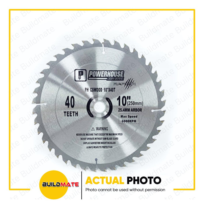 BUILDMATE Powerhouse 10" Inch Circular Saw Blade Carbide Tip for Wood 10"X40T PH-CSWOOD10X40T - PHPTA