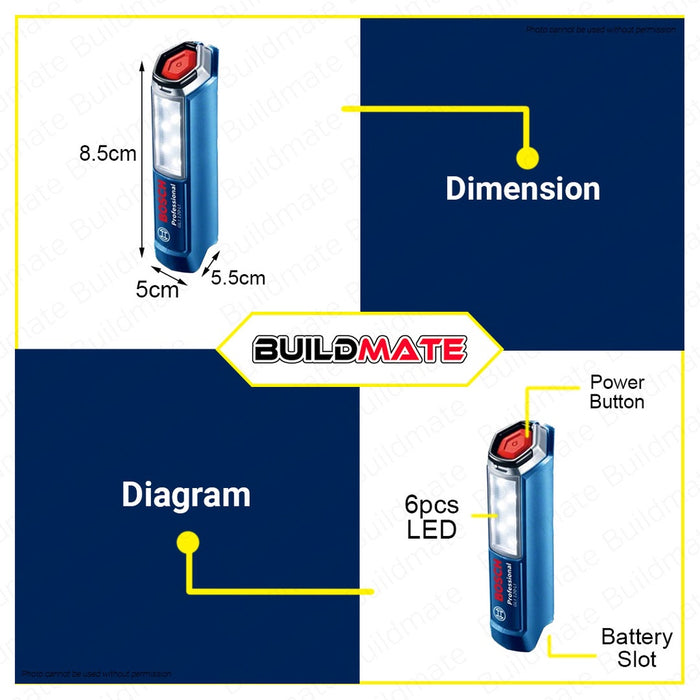 BOSCH Professional Lithium Ion Li-Ion Cordless LED Light GLI 120-LI 06014A10L •BUILDMATE• BLC