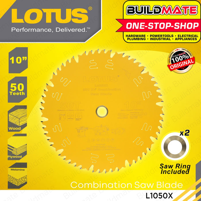 LOTUS X1 Combination Carbide Wood Saw Blade Diable Style 10 Inch x 50T x 25.4mm L1050X •BUILDMATE•