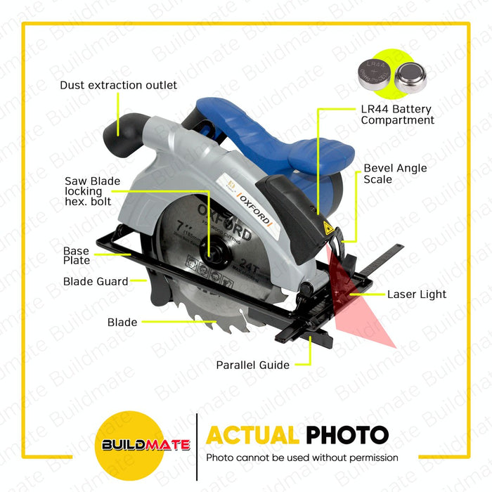 OXFORD Circular Saw Power 7 1/4" (Ø185mm) 1300W OXCS185L •BUILDMATE•