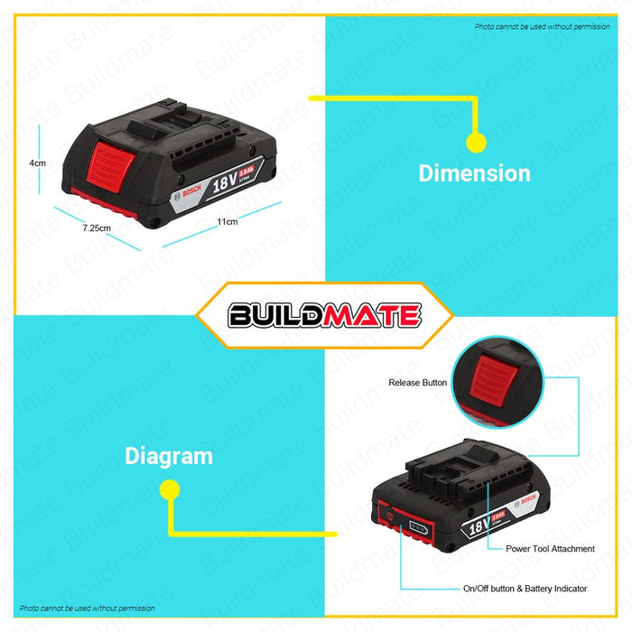 BOSCH Professional Accumulator Battery Freedom 2.0AH 18V 1600A001CG 100% ORIGINAL •BUILDMATE• BLC