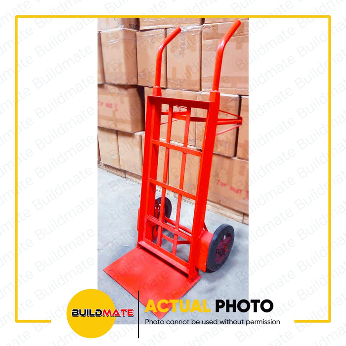 KARTILYA Red Orange Hand Push Cart Trolley 12" Black Rubber Wheels with Extension Panel •BUILDMATE•