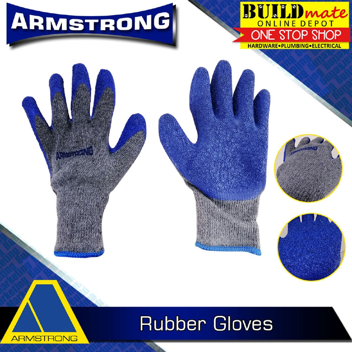 ARMSTRONG THICK Super Heavy Duty Blue Safety Hand Protection Rubber Gloves Non Slip Pair BUILDMATE