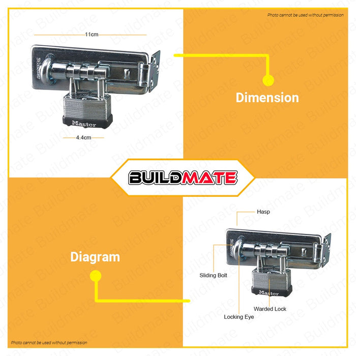 MASTER LOCK Hasplock Hasp Lock Ribbed Steel 4 1/2" #450D 100% ORIGINAL / AUTHENTIC •BUILDMATE•