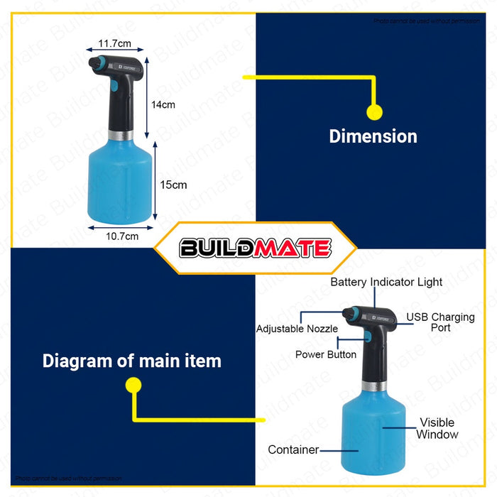 OXFORD USB Rechargeable Gardening Garden Disinfectant Sprayer 900ml •BUILDMATE•