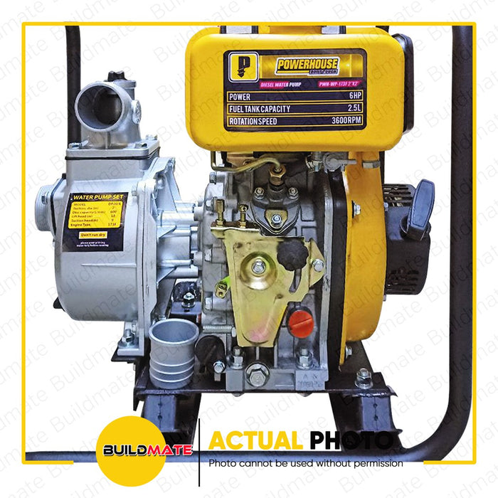 POWERHOUSE 2" x 2" Industrial Diesel Water Pump ECO Professional Series Engine PWH-WP-173F  •BUILDMATE• PHI