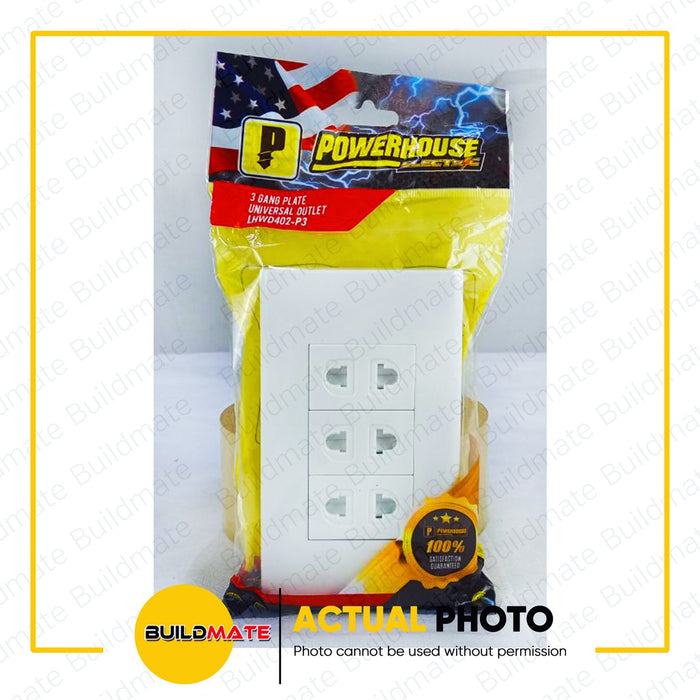 LIGHTHOUSE Electric 3 Gang Plate w/ Universal Outlet 120mm x 70mm 250V-16A LHWD-402-P3 PHLH