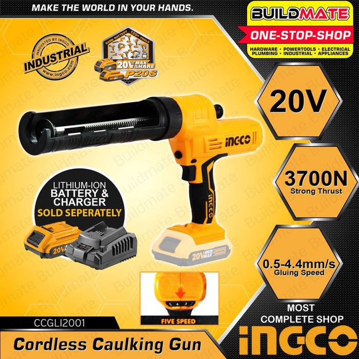 INGCO Cordless Li-Ion Lithium Ion Silicon Sealant Caulk Caulking Gun 20V CCGLI2001 •BUILDMATE• IPT