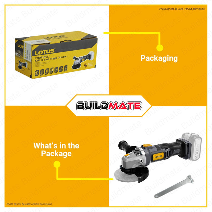 LOTUS Cordless Angle Grinder 18V X-LINE LTSG18VLI BARE TOOL ONLY 100% ORIGINAL AUTHENTIC •BUILDMATE•