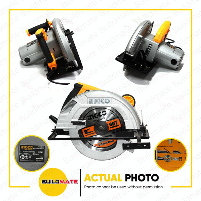 INGCO Industrial Circular Saw 9" 2200W CS23582 + FREE T HANDLE & BITS •BUILDMATE• IPT