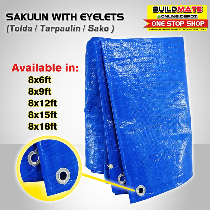 SAKULIN with Eyelets Poly Tarp (Told , Tarpaulin , Blue Sako) Different Sizes available •BUILDMATE•