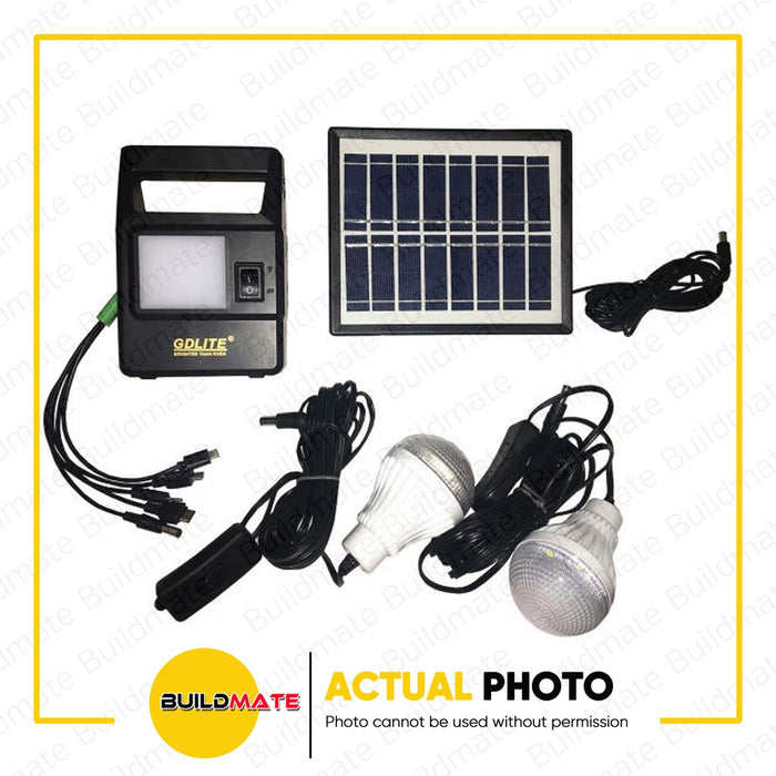 GDLITE GERMAN GD-8030 Solar Light Emergency System Kit w/ 3 SMD LED Bulb USB Outlet & Solar Panel