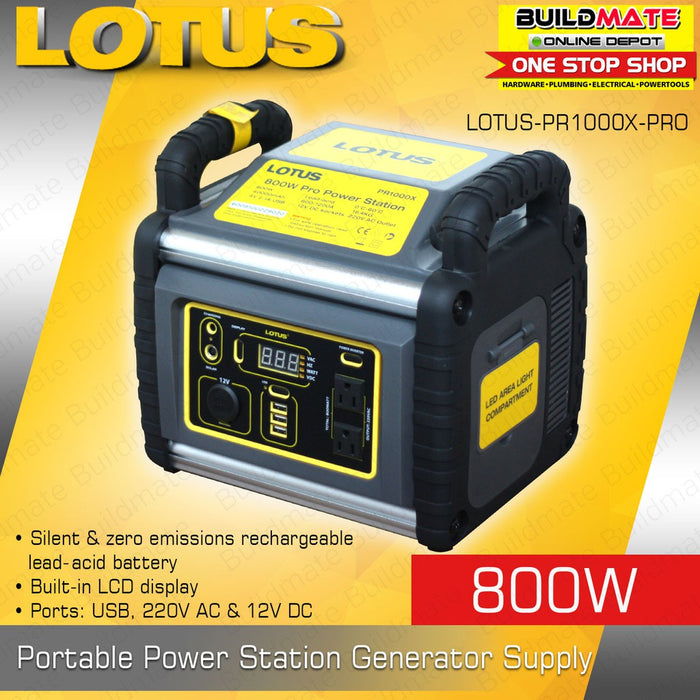 LOTUS 800W PRO Rechargeable Portable Power Station Generator Supply with Car Jump Starter PR1000X PRO •BUILDMATE•