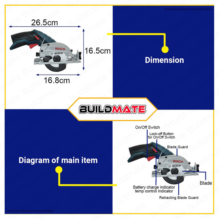 BOSCH Professional Cordless Circular Saw 12V GKS12V-LI SOLO BARE TOOL 06016A10L2 100% ORIGINAL BLC