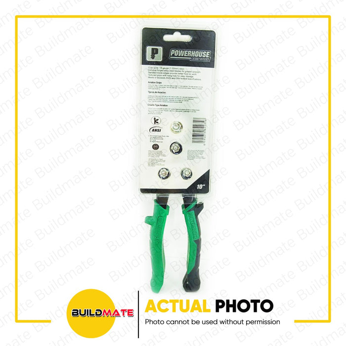 BUILDMATE Powerhouse Aviation Snips Right Cutting 10" GREEN HANDLE - PHHT