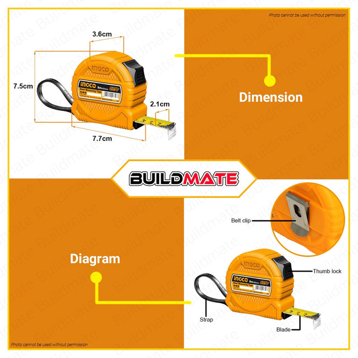 Ingco - Steel Measuring Tape - 8m - Tool&Home