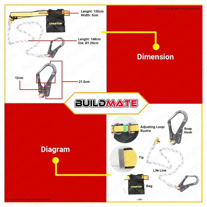 CRESTON Safety Belt with Big Hook FE5722 •BUILDMATE•