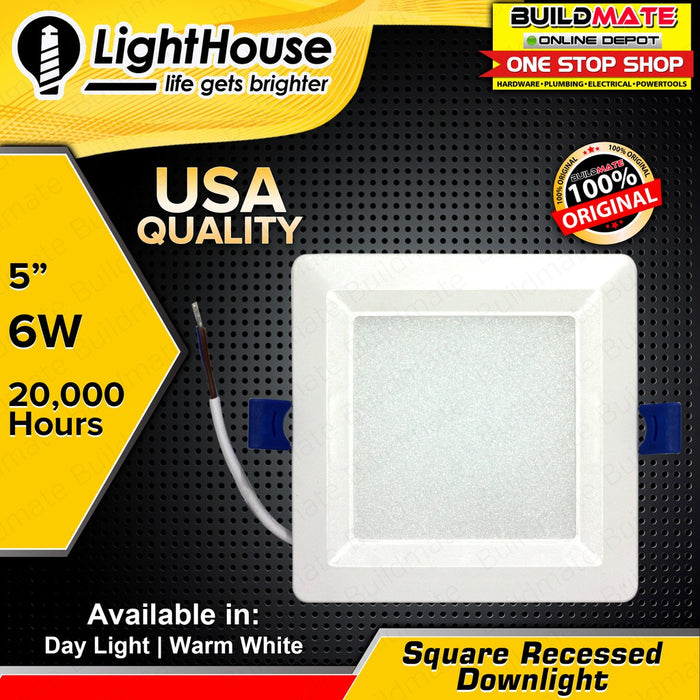 LIGHTHOUSE Recessed Downlight / Panel LED SQUARE  5" 6W DAY LIGHT | WARM WHITE •BUILDMATE• PHLH