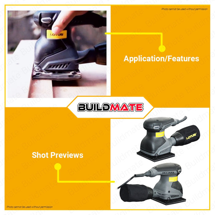 BUILDMATE Lotus Orbital Sheet Sander 250W | 280W Finish Sander Machine Wood Orbital Sanding Finish Machine Sander Electric Finishing Sander Wood Sander Polishing Machine Electric Sander with Sandpaper Power Tools LTEX250X | LTEX280X • LPT