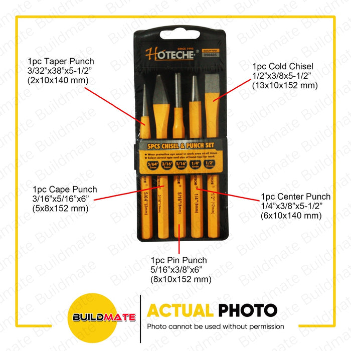 HOTECHE 5 PCS Cold Chisel and Punch Set HTC-390405 •BUILDMATE•