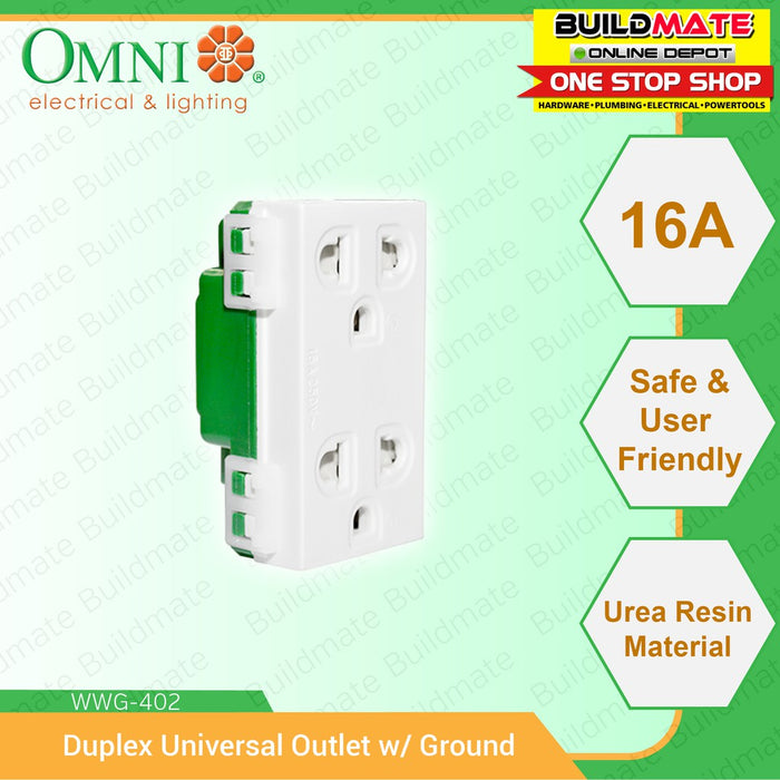 Omni Duplex Universal Outlet w/ Ground 16A WWG-402