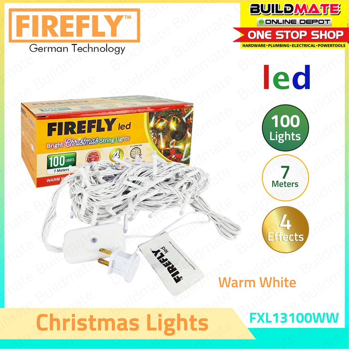 FIREFLY 100 LED Warm White Christmas Lights 7 Meters White Wire FXL13100WW •BUILDMATE•