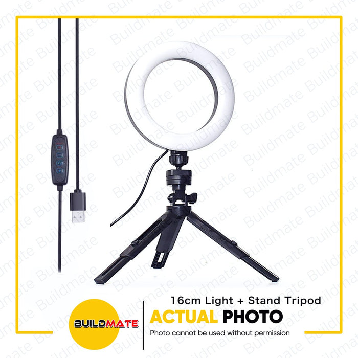 Dimmable LED Selfie Ring Light with Tripod Stand 6ft 16cm 6" •BUILDMATE•